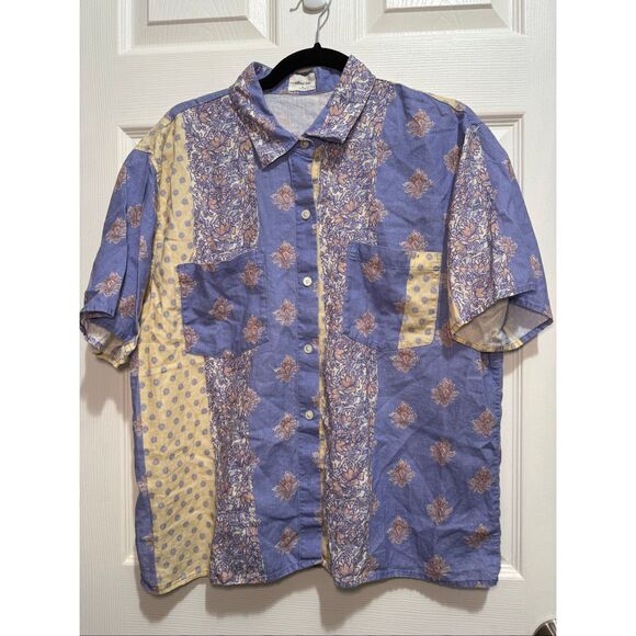 Aritzia Wilfred linen paisley button up shirt M - Picture 1 of 4